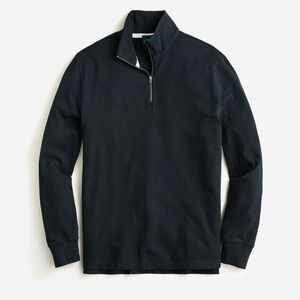 J. Crew Half-Zip Rugby Shirt Solid Black XL Xtra Large Pullover BJ309 Preppy